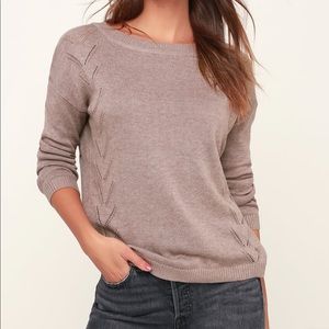 Lulu’s Pointelle Me More Light Brown Knit Sweater